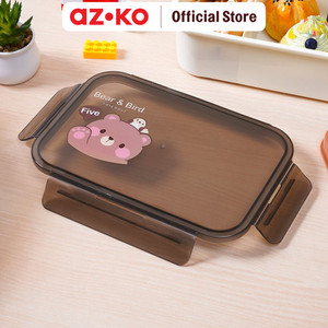 AZKO Ataru 1.2 ltr Kotak Makan Dengan Sendok & Garpu - Cokelat Lunch Box Food Grade Food Box Kotak Bekal Makan Wadah Makanan