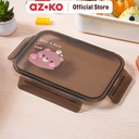 AZKO Ataru 1.2 ltr Kotak Makan Dengan Sendok & Garpu - Cokelat Lunch Box Food Grade Food Box Kotak Bekal Makan Wadah Makanan