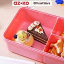 AZKO Ataru 1.3 ltr Kotak Makan 3 Sekat Fruit Mix - Pink Lunch Box Food Grade Food Box Kotak Bekal Makan Wadah Makanan