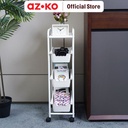 AZKO Stora Rak Troli 4 Tingkat Slim Frame Metal - Putih tempat penyimpanan multifungsi storage trolley wheels rack perlengkapan rumah tangga
