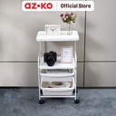 AZKO Stora Rak Troli 4 Tingkat Dengan Meja Frame Metal - Putih tempat penyimpanan multifungsi storage trolley wheels rack perlengkapan rumah tangga