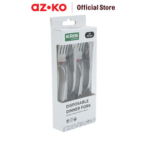 AZKO Kris Set 20 Pcs Garpu Makan Sekali Pakai - Silver table fork food grade eating utensil penusuk makanan peralatan makan