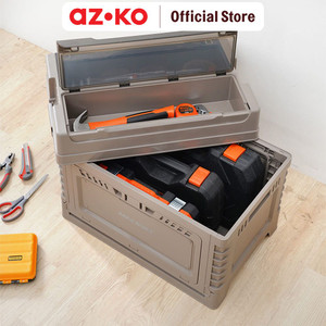 AZKO Maxbuilt Kotak Perkakas Lipat Dengan Kompartemen - Cokelat toolbox tempat peralatan bengkel organizer alat pertukangan wadah perkakas teknisi