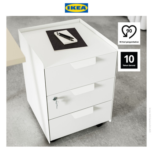IKEA TROTTEN Unit Laci Beroda Dengan 3 Laci Putih 40x47x56 cm