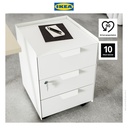 IKEA TROTTEN Unit Laci Beroda Dengan 3 Laci Putih 40x47x56 cm