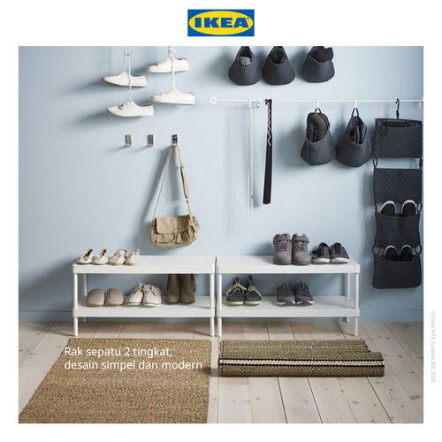 IKEA MACKAPAR Rak Tempat Sepatu 2 Tingkat Putih Minimalis 78x32x40 cm