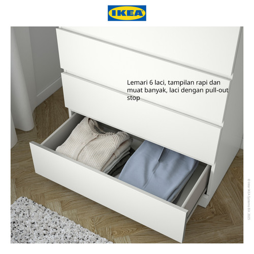 IKEA MALM Lemari Laci 6 Susun Putih Minimalis 80x123 cm