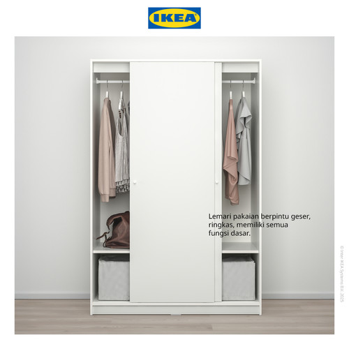 IKEA KLEPPSTAD Lemari Pakaian Pintu Geser Minimalis Putih 117x176 cm