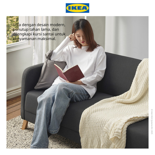 IKEA LINANAS Sofa 3 Dudukan Minimalis Abu-Abu Tua