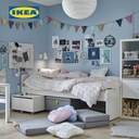 IKEA SLAKT Rangka Tempat Tidur Anak Dengan Dasar Kayu Berpalang Putih