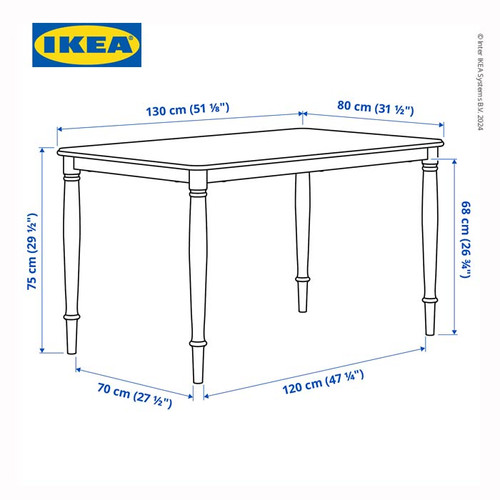 IKEA DANDERYD Meja Makan Minimalis Hitam 130x80 cm