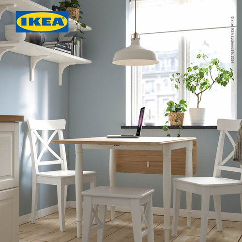 IKEA DANDERYD Meja Makan Dengan Daun Meja Lipat 74/134x80 cm