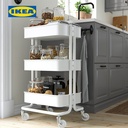 IKEA RASKOG Troli Dapur dengan 3 Rak Putih Serbaguna 35x45x78 cm