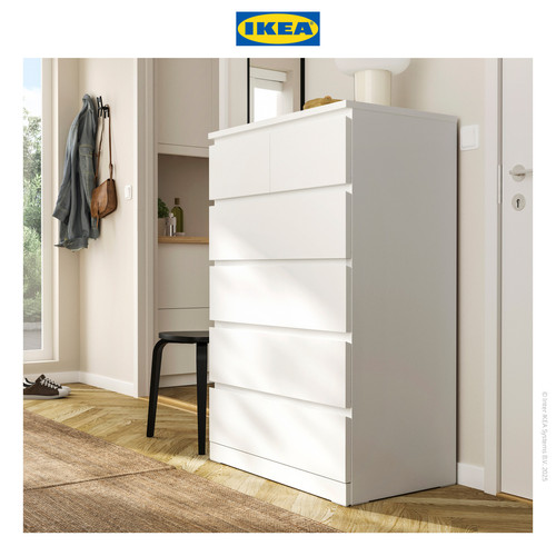 IKEA MALM Lemari Laci 6 Susun Putih Minimalis 80x123 cm
