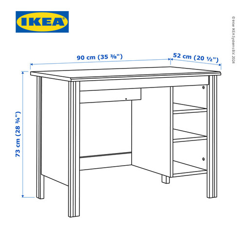 IKEA BRUSALI  Meja Kerja / Belajar Dengan Laci Putih 90x52 cm