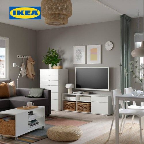 IKEA VIHALS Meja TV Dengan Laci Kuat Minimalis Putih 146x37x50 cm