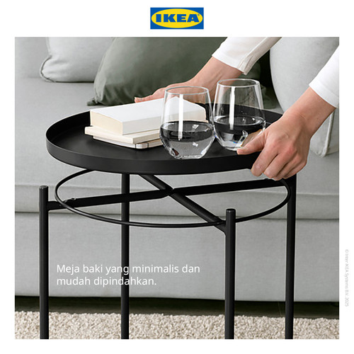 IKEA GLADOM Meja Baki Multifungsi Hitam Bahan Baja 45x53 cm