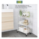 IKEA HORNAVAN Troli Kamar Mandi Putih dengan 3 Rak 26x48x77 cm