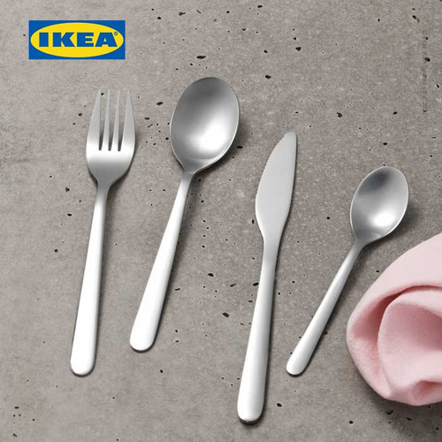 IKEA FORNUFT Set Peralatan Makan Bahan Baja Tahan Karat Isi 18pcs