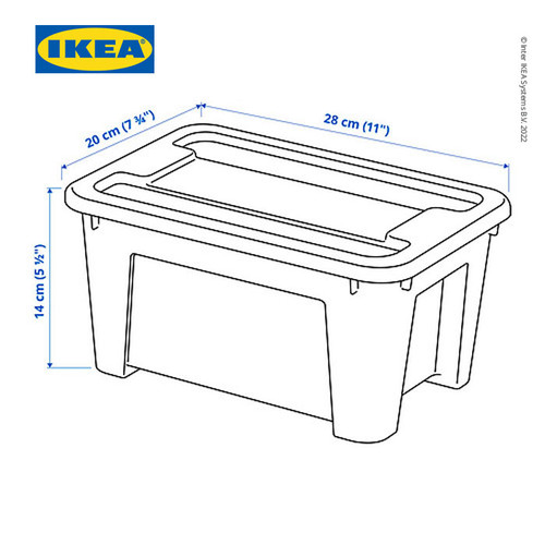 IKEA SAMLA Kotak Penyimpanan Transparan Dengan Tutup 28x20x14 cm/5 l