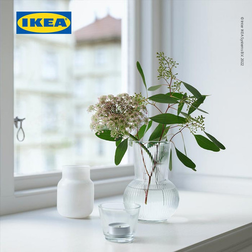 IKEA PADRAG Vas Bunga Kaca Dekorasi Meja 17cm