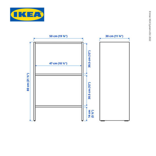 IKEA BAGGEBO Rak Buku Putih 50x30x80 cm