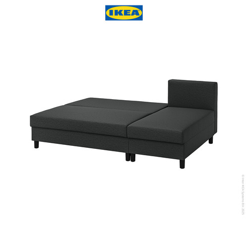 IKEA ALVDALEN Set Sofa Bed 3 Dudukan dengan Chaise Lounge Minimalis Knisa Abu-Abu/Hitam