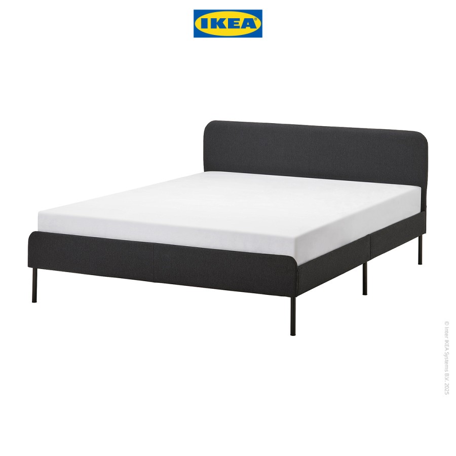 IKEA SLATTUM Rangka Tempat Tidur Berlapis Abu Tua 160x200cm