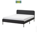IKEA SLATTUM Rangka Tempat Tidur Berlapis Abu Tua 160x200cm
