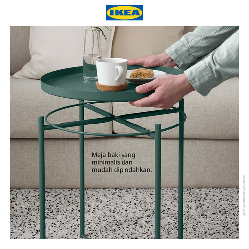 IKEA GLADOM Meja Baki Multifungsi Abu-Hijau Tua Bahan Baja 45x53 cm