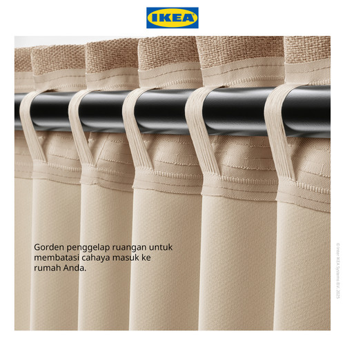 IKEA ANNAKAJSA Gorden Anti Tembus Cahaya 1 Pasang Krem 145x250 cm