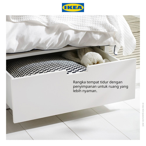 IKEA NORDLI Rangka Tempat Tidur Dengan Penyimpanan Putih 120x200cm