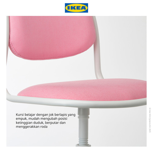 IKEA ORFJALL Kursi Kantor / Kerja Putar Minimalis Kuat Merah Muda
