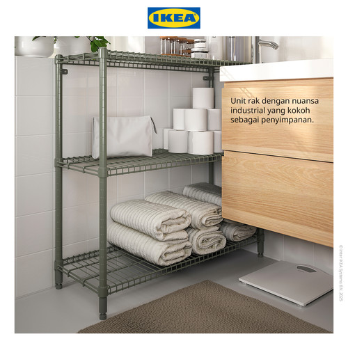 IKEA OMAR Unit Rak Penyimpanan Serbaguna Abu-Hijau 92x36x94 cm