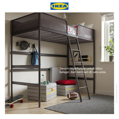 IKEA TUFFING Rangka Tempat Tidur Tinggi Abu-Abu Tua 90x200cm