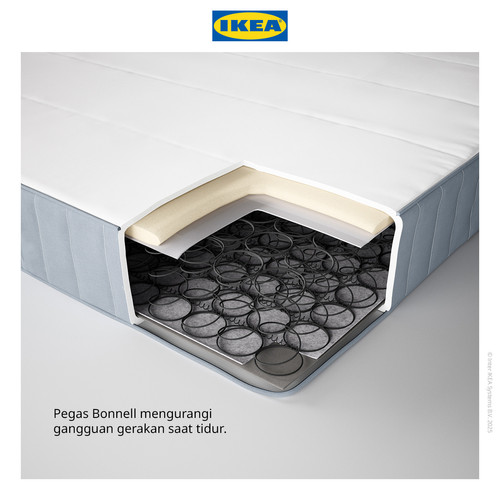 IKEA VESTMARKA Kasur Pegas Ekstra Keras Biru Muda 160x200cm