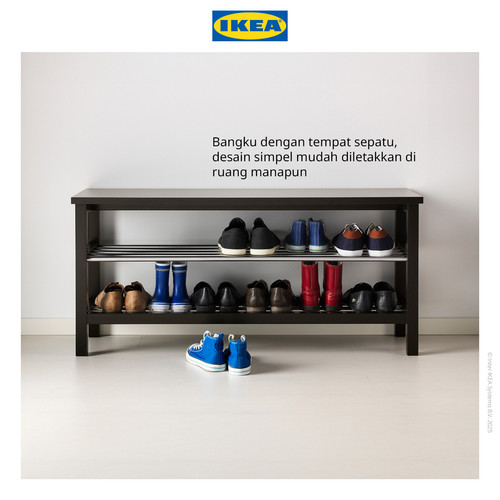 IKEA TJUSIG Bangku Serbaguna dengan Tempat Sepatu Hitam 108x34x50cm