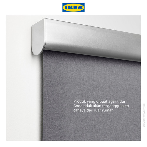 IKEA TRETUR Tirai Gulung Anti Tembus Cahaya, Abu-abu Muda 140x195cm.