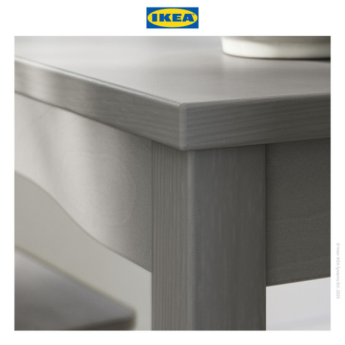 IKEA HAUGA Meja Makan Minimalis Abu-Abu/Veneer Kayu 118x74cm