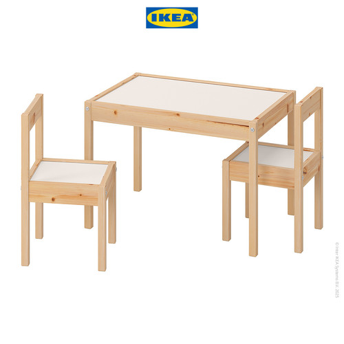 IKEA LATT Meja Belajar Anak dengan 2 Kursi Bahan Kayu