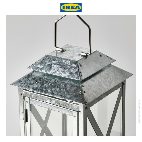IKEA BEFASTA Lentera Tempat Lilin Blok Galvanis 29cm