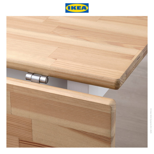 IKEA PINNTORP Meja Lipat Minimalis Cokelat Muda/Putih 67/124x75cm