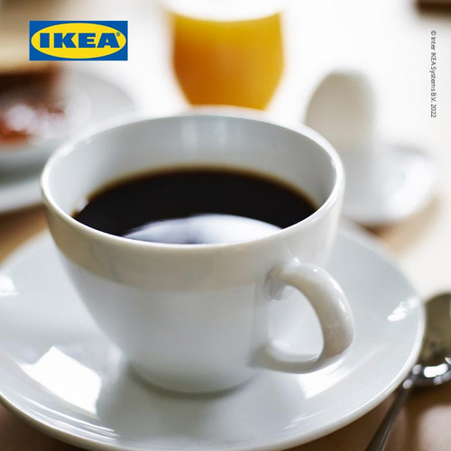 IKEA VARDERA Cangkir Kopi dan Tatakan Putih 20cl