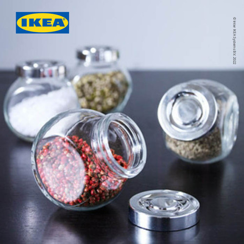 IKEA RAJTAN Stoples Bumbu Kaca Aluminium 15cl Isi 4pcs