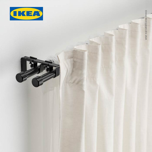 IKEA BEKRAFTA Set Batang Dua Gorden Putih 120-210cm 19mm