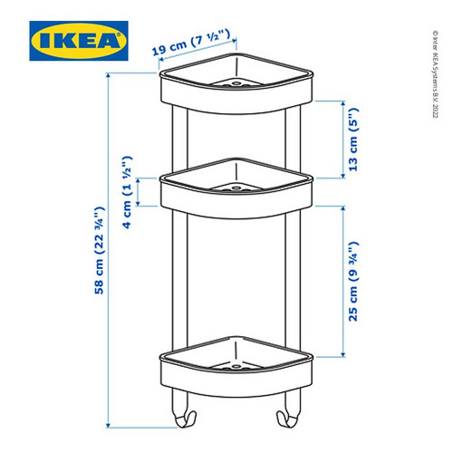 IKEA BROGRUND Rak Dinding Sudut untuk Kamar Mandi 19x58 cm