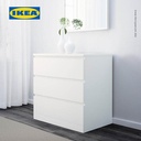 IKEA MALM Lemari Laci 3 Susun Putih Minimalis 80x78 cm