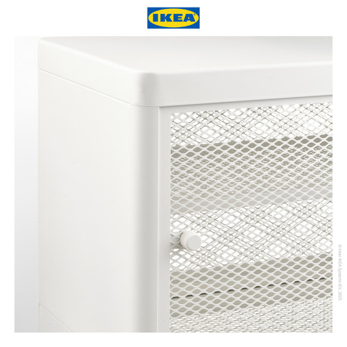 IKEA MACKAPAR Bangku Penyimpanan dengan Pintu Geser Putih 100x37cm