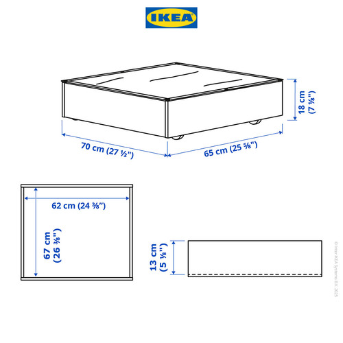 IKEA VARDO Kotak Penyimpanan Bawah Tempat Tidur Putih 65x70cm