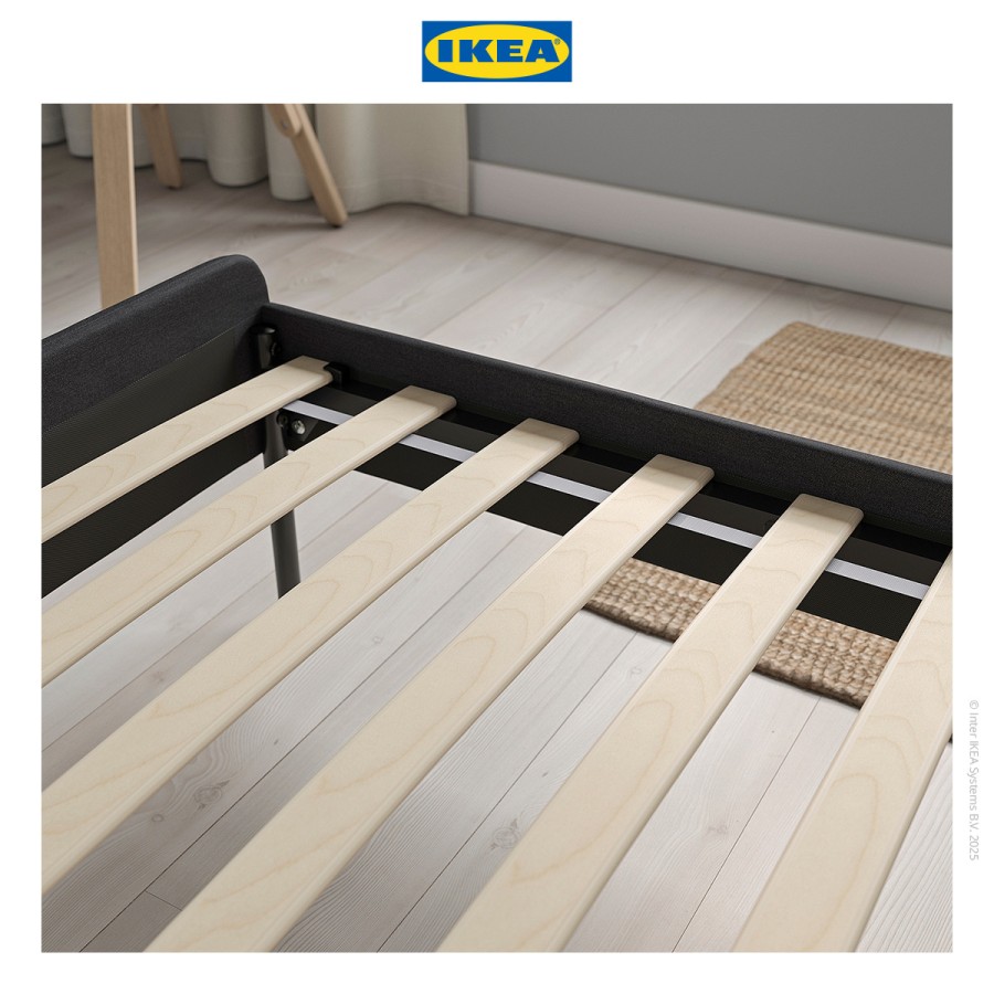 IKEA SLATTUM Rangka Tempat Tidur Berlapis Abu Tua 160x200cm